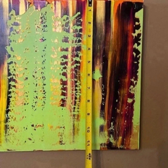 Original Acrylic Painting Reclaimed Wood Green Copper Jungle Safari Signed - Picture 11 of 11